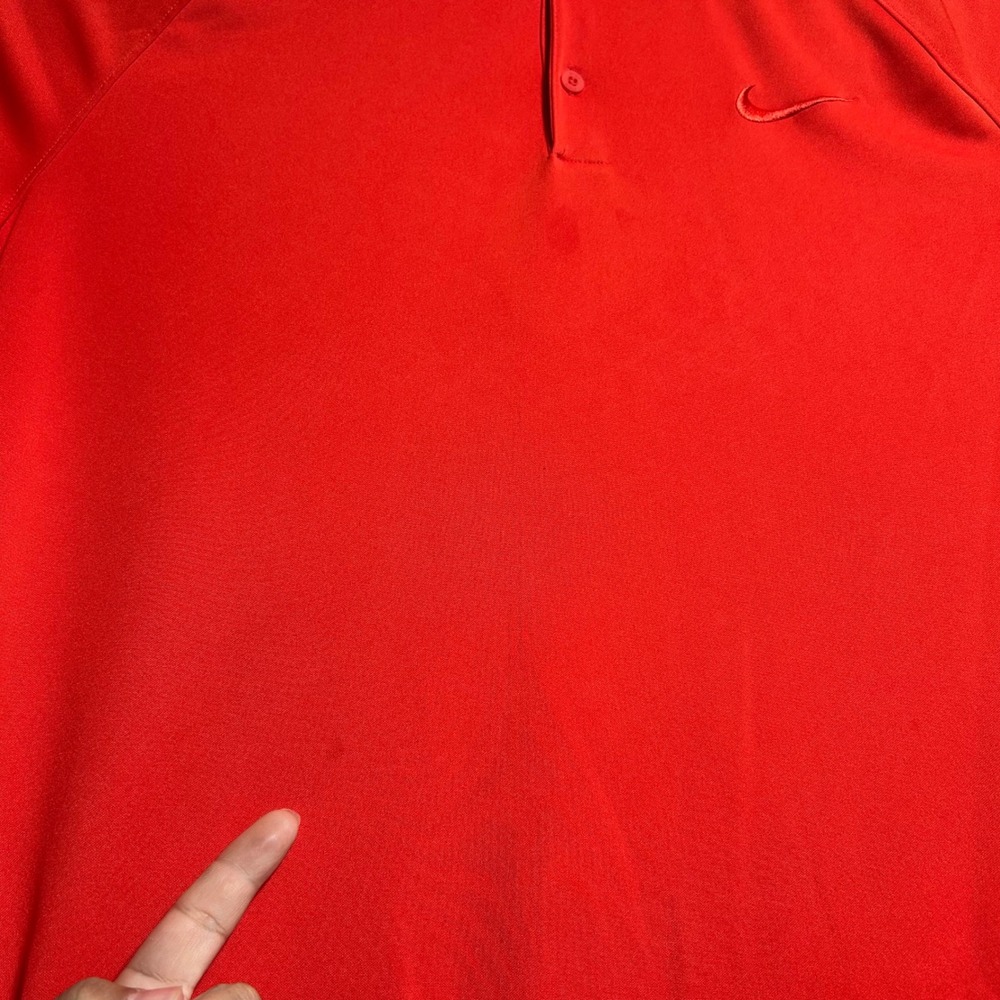 Nike Mens Orange Short Sleeve Mandarin Collar Performance Polo Shirt Large - Picture 5 of 7